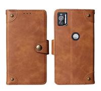Tnviud Flip Genuine Premium Leather Phone Gel Case for Crosscall STELLAR X5s / X5s Chamonix Mont Blanc 6.49" Cover Etui Protective Protector Wallet Shell Bumper (Brown)