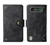 Tnviud Flip Genuine Premium Leather Phone Gel Case for Doro Aurora A10 Cover Etui Protective Protector Wallet Shell Bumper (Black)