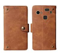 Tnviud Flip Genuine Premium Leather Phone Gel Case for HAMMER Blade 3 4G 6.2" Cover Etui Protective Protector Wallet Shell Bumper (Brown)