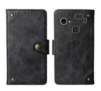 Tnviud Flip Genuine Premium Leather Phone Gel Case for HAMMER Blade 3 4G 6.2" Cover Etui Protective Protector Wallet Shell Bumper (Black)