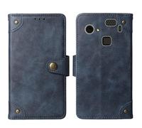 Tnviud Flip Genuine Premium Leather Phone Gel Case for HAMMER Blade 3 4G 6.2" Cover Etui Protective Protector Wallet Shell Bumper (Blue)