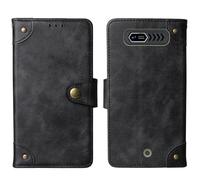 Tnviud Flip Genuine Premium Leather Phone Gel Case for Hammer H Forge LTE 2.4" Cover Etui Protective Protector Wallet Shell Bumper (Black)