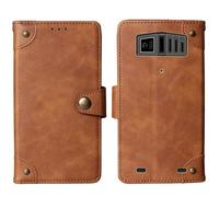 Tnviud Flip Genuine Premium Leather Phone Gel Case for Hammer H Rock 2.4" Cover Etui Protective Protector Wallet Shell Bumper (Brown)