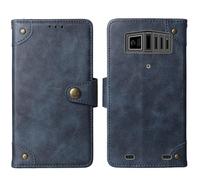 Tnviud Flip Genuine Premium Leather Phone Gel Case for Hammer H Rock 2.4" Cover Etui Protective Protector Wallet Shell Bumper (Blue)