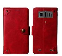 Tnviud Flip Genuine Premium Leather Phone Gel Case for Hammer H Rock LTE 2.4" Cover Etui Protective Protector Wallet Shell Bumper (Red)