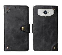 Tnviud Flip Genuine Premium Leather Phone Gel Case for JCB Toughphone 4G 5.7" Cover Etui Protective Protector Wallet Shell Bumper (Black)