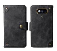 Tnviud Flip Genuine Premium Leather Phone Gel Case for JCB Toughphone E10 4G 6.6" Cover Etui Protective Protector Wallet Shell Bumper (Black)