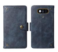 Tnviud Flip Genuine Premium Leather Phone Gel Case for JCB Toughphone E10 4G 6.6" Cover Etui Protective Protector Wallet Shell Bumper (Blue)