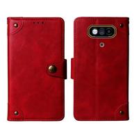 Tnviud Flip Genuine Premium Leather Phone Gel Case for JCB Toughphone E10 4G 6.6" Cover Etui Protective Protector Wallet Shell Bumper (Red)