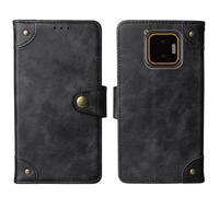 Tnviud Flip Genuine Premium Leather Phone Gel Case for JCB Toughphone E50 5G 6.1" Cover Etui Protective Protector Wallet Shell Bumper (Black)