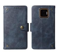 Tnviud Flip Genuine Premium Leather Phone Gel Case for JCB Toughphone E50 5G 6.1" Cover Etui Protective Protector Wallet Shell Bumper (Blue)
