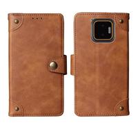 Tnviud Flip Genuine Premium Leather Phone Gel Case for JCB Toughphone E50 5G 6.1" Cover Etui Protective Protector Wallet Shell Bumper (Brown)