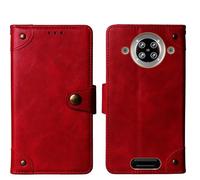 Tnviud Flip Genuine Premium Leather Phone Gel Case for JCB Toughphone Max 5G 6.67" Cover Etui Protective Protector Wallet Shell Bumper (Red)