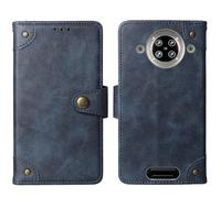 Tnviud Flip Genuine Premium Leather Phone Gel Case for JCB Toughphone Max 5G 6.67" Cover Etui Protective Protector Wallet Shell Bumper (Blue)