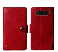 Tnviud Flip Genuine Premium Leather Phone Gel Case for JCB Tradesman 2F 4G 2.4" Cover Etui Protective Protector Wallet Shell Bumper (Red)