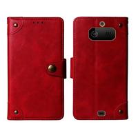 Tnviud Flip Genuine Premium Leather Phone Gel Case for JCB Tradesman 4 2.4" Cover Etui Protective Protector Wallet Shell Bumper (Red)