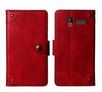 Tnviud Flip Genuine Premium Leather Phone Gel Case for Konrow SENIOR 280 NEXT 4G 2.8" Cover Etui Protective Protector Wallet Shell Bumper (Red)