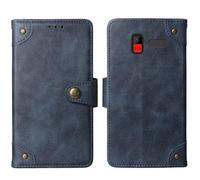 Tnviud Flip Genuine Premium Leather Phone Gel Case for Konrow SENIOR 280 NEXT 4G 2.8" Cover Etui Protective Protector Wallet Shell Bumper (Blue)