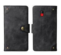 Tnviud Flip Genuine Premium Leather Phone Gel Case for Konrow SENIOR 280 NEXT 4G 2.8" Cover Etui Protective Protector Wallet Shell Bumper (Black)