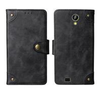 Tnviud Flip Genuine Premium Leather Phone Gel Case for Maxcom Classic MM334 4G 3.2" Cover Etui Protective Protector Wallet Shell Bumper (Black)