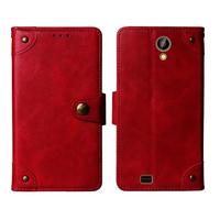 Tnviud Flip Genuine Premium Leather Phone Gel Case for Maxcom Classic MM334 4G 3.2" Cover Etui Protective Protector Wallet Shell Bumper (Red)