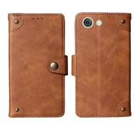 Tnviud Flip Genuine Premium Leather Phone Gel Case for Phonemax Q9 Mini 4" Cover Etui Protective Protector Wallet Shell Bumper (Brown)