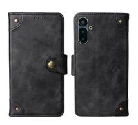Tnviud Flip Genuine Premium Leather Phone Gel Case for Solana Saga Seeker Chapter 2 6.36" Cover Etui Protective Protector Wallet Shell Bumper (Black)