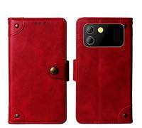Tnviud Flip Genuine Premium Leather Phone Gel Case for TTfone TT280 4G 2.8" Cover Etui Protective Protector Wallet Shell Bumper (Red)