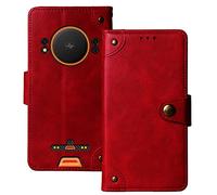 Tnviud Flip Genuine Premium Leather Phone Gel Case for Ulefone Power Armor 16 Pro 5.93" TPU Silicone Cover Etui Protective Protector Wallet Shell Bumper (Red)