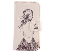 Tnviud Painted Flip Wallet-Design PU Leather Cover Skin Protection Case For Crosscall STELLAR X5s / X5s Chamonix Mont Blanc 6.49" (Back Girl Design)