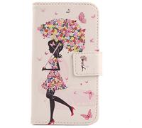 Tnviud Painted Flip Wallet-Design PU Leather Cover Skin Protection Case For Crosscall STELLAR X5s / X5s Chamonix Mont Blanc 6.49" (Umbrella Girl Design)