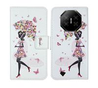 Tnviud Painted Flip Wallet-Design PU Leather Cover Skin Protection Case For DOOGEE Fire 3 Pro/Fire 3 Ultra 5.5" (Umbrella Girl Design)