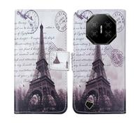 Tnviud Painted Flip Wallet-Design PU Leather Cover Skin Protection Case For DOOGEE Fire 3 Pro/Fire 3 Ultra 5.5" (Stamp Tower Design)