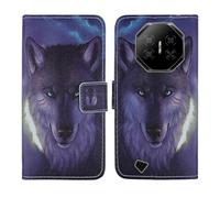 Tnviud Painted Flip Wallet-Design PU Leather Cover Skin Protection Case For DOOGEE Fire 3 Pro/Fire 3 Ultra 5.5" (Wolf Design)