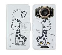Tnviud Painted Flip Wallet-Design PU Leather Cover Skin Protection Case For DOOGEE Fire 7 Ultra 5G 6.6" (Giraffe Design)