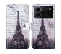 Tnviud Painted Flip Wallet-Design PU Leather Cover Skin Protection Case For DOOGEE Note 56 Plus 6.56" (Stamp Tower Design)