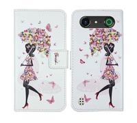 Tnviud Painted Flip Wallet-Design PU Leather Cover Skin Protection Case For Doro Aurora A10 (Umbrella Girl Design)