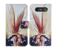 Tnviud Painted Flip Wallet-Design PU Leather Cover Skin Protection Case for Doro Aurora A20 / A21 (Wing Girl Design)