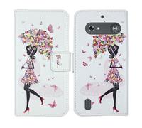 Tnviud Painted Flip Wallet-Design PU Leather Cover Skin Protection Case For Doro Leva E10 / E11 Doro DFB 0600 2.4" (Umbrella Girl Design)