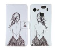 Tnviud Painted Flip Wallet-Design PU Leather Cover Skin Protection Case For HAMMER Blade 3 4G 6.2" (Back Girl Design)