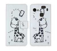 Tnviud Painted Flip Wallet-Design PU Leather Cover Skin Protection Case For HAMMER Blade 3 4G 6.2" (Giraffe Design)
