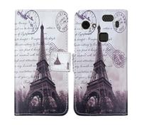 Tnviud Painted Flip Wallet-Design PU Leather Cover Skin Protection Case For HAMMER Blade 3 4G 6.2" (Stamp Tower Design)