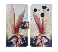 Tnviud Painted Flip Wallet-Design PU Leather Cover Skin Protection Case For HAMMER Blade 3 4G 6.2" (Wing Girl Design)