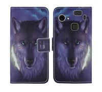 Tnviud Painted Flip Wallet-Design PU Leather Cover Skin Protection Case For HAMMER Blade 3 4G 6.2" (Wolf Design)