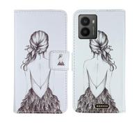 Tnviud Painted Flip Wallet-Design PU Leather Cover Skin Protection Case For HMD Fuse/HMD Fusion/HMD Fusion X1 6.56" (Back Girl Design)