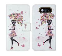 Tnviud Painted Flip Wallet-Design PU Leather Cover Skin Protection Case For JCB Toughphone E10 4G 6.6" (Umbrella Girl Design)