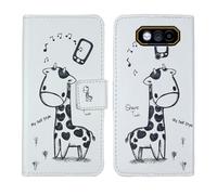 Tnviud Painted Flip Wallet-Design PU Leather Cover Skin Protection Case For JCB Toughphone E10 4G 6.6" (Giraffe Design)