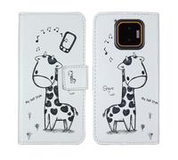 Tnviud Painted Flip Wallet-Design PU Leather Cover Skin Protection Case For JCB Toughphone E50 5G 6.1" (Giraffe Design)
