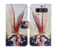 Tnviud Painted Flip Wallet-Design PU Leather Cover Skin Protection Case For JCB Tradesman 3 4G 2.8" (Wing Girl Design)