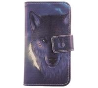 Tnviud Painted Flip Wallet-Design PU Leather Cover Skin Protection Case For Konrow SENIOR 280 NEXT 4G 2.8" (Wolf Design)